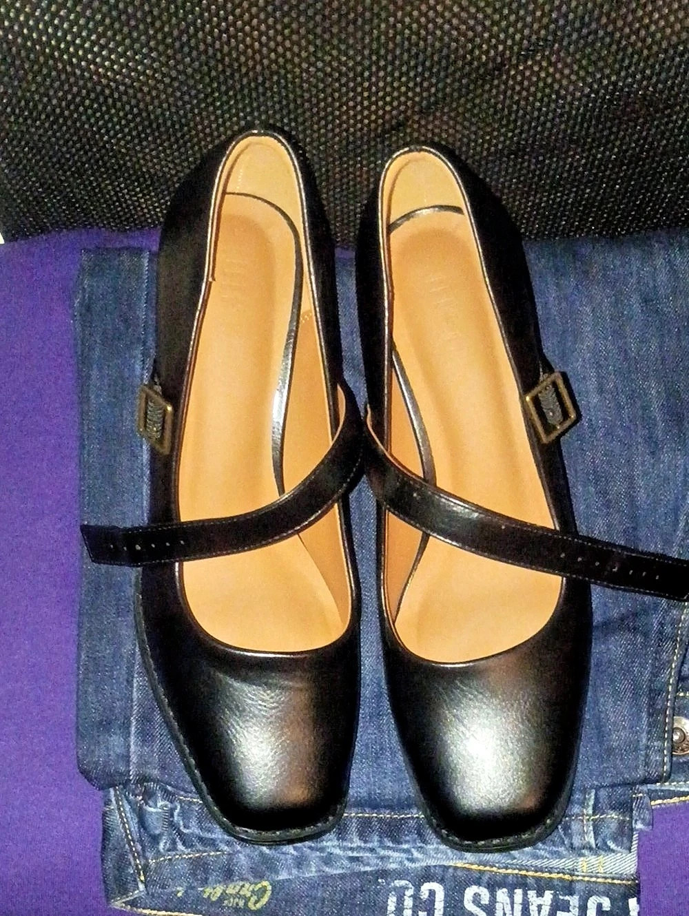 Black Mary Jane Block Heel Pumps
